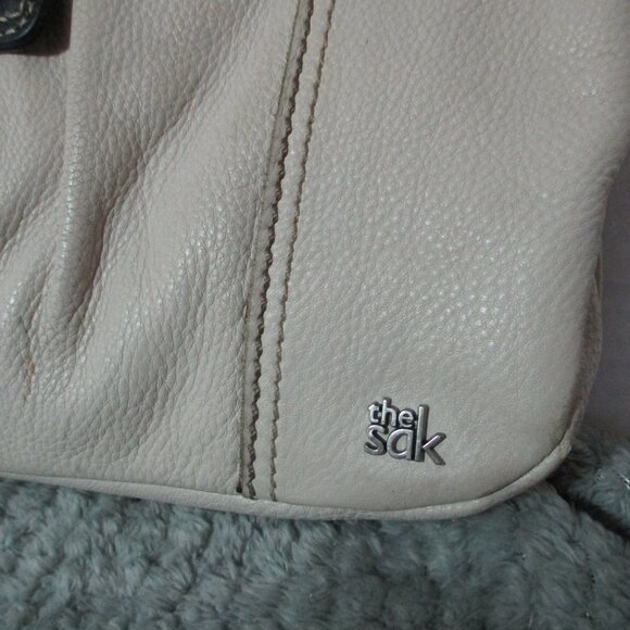 The Sak Light Tan or Cream and Brown Crossbody Leather Purse with Pockets - Picture 2 of 11